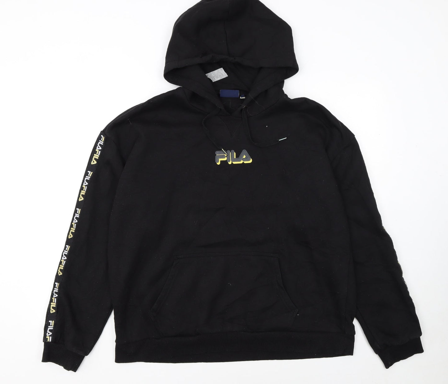 FILA Womens Black XL Pullover Hoodie with Logo Detail