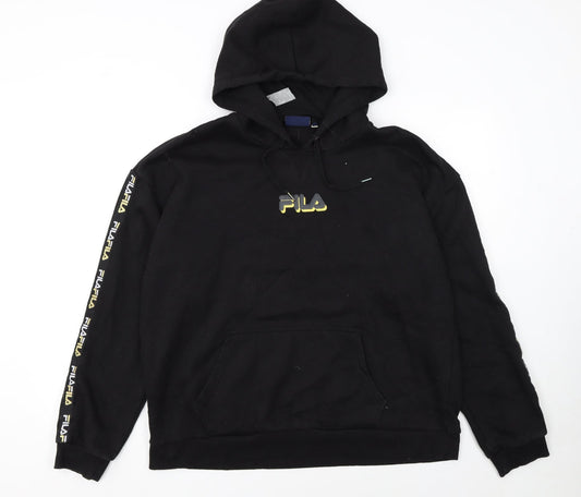 FILA Womens Black XL Pullover Hoodie with Logo Detail