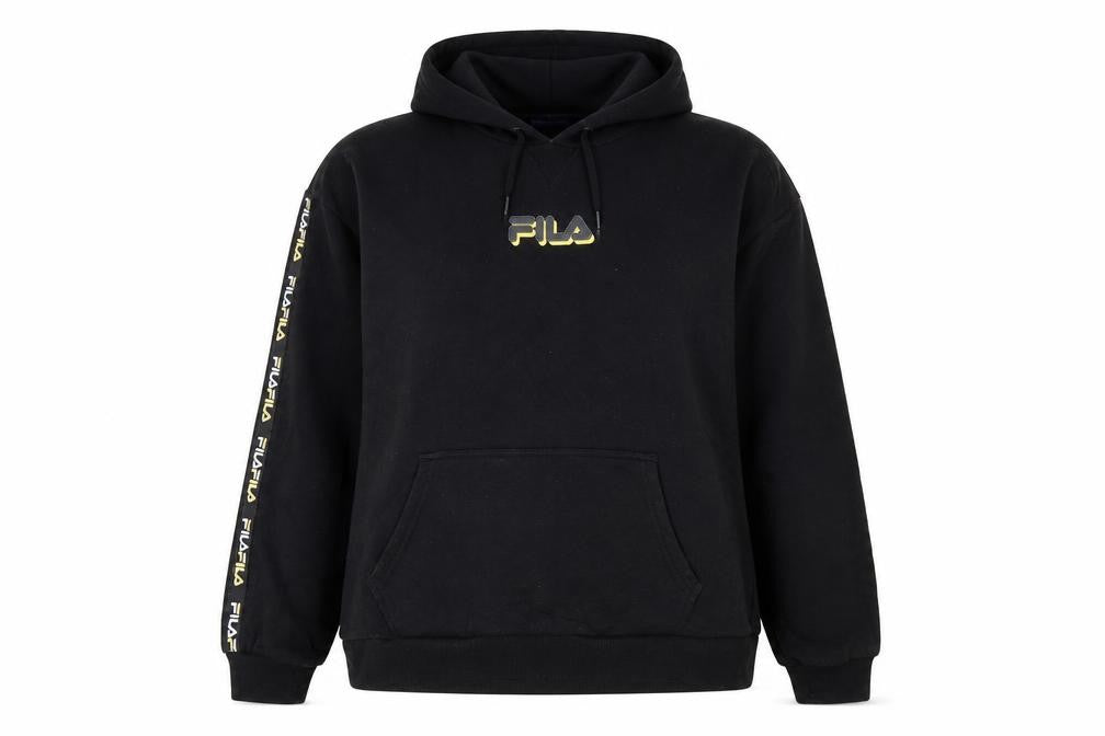 Fila Womens Black XL Pullover Hoodie with Logo Detail