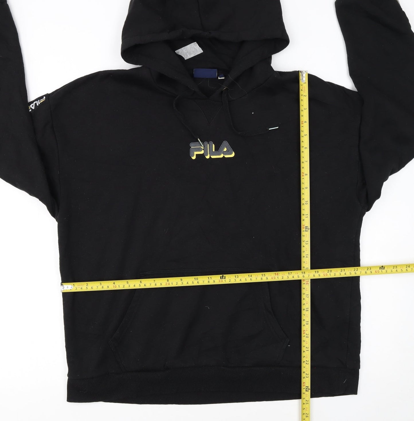 FILA Womens Black XL Pullover Hoodie with Logo Detail