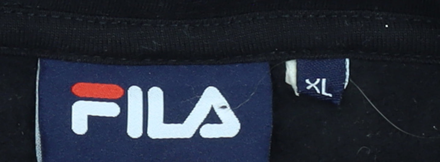 FILA Womens Black XL Pullover Hoodie with Logo Detail