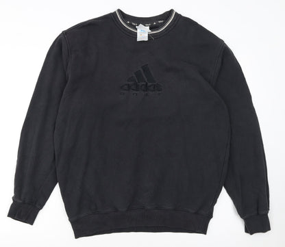 Additional front view of adidas boys’ black golf pullover sweatshirt, size L, crew neck embroidered logo