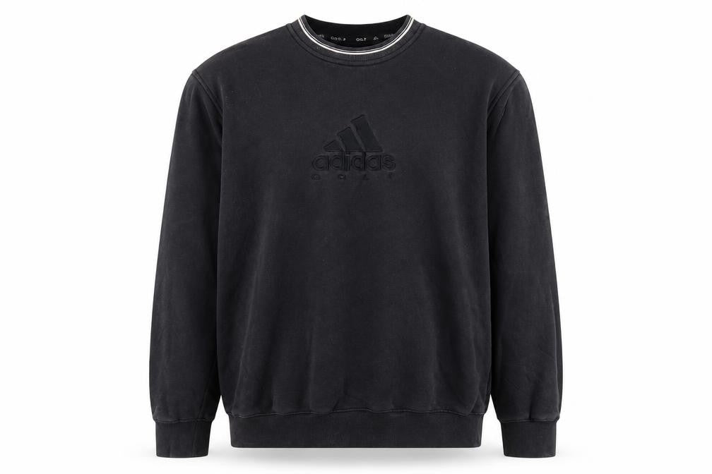 adidas Boys Black Golf Pullover Sweatshirt Size L Crew Neck Embroidered Logo