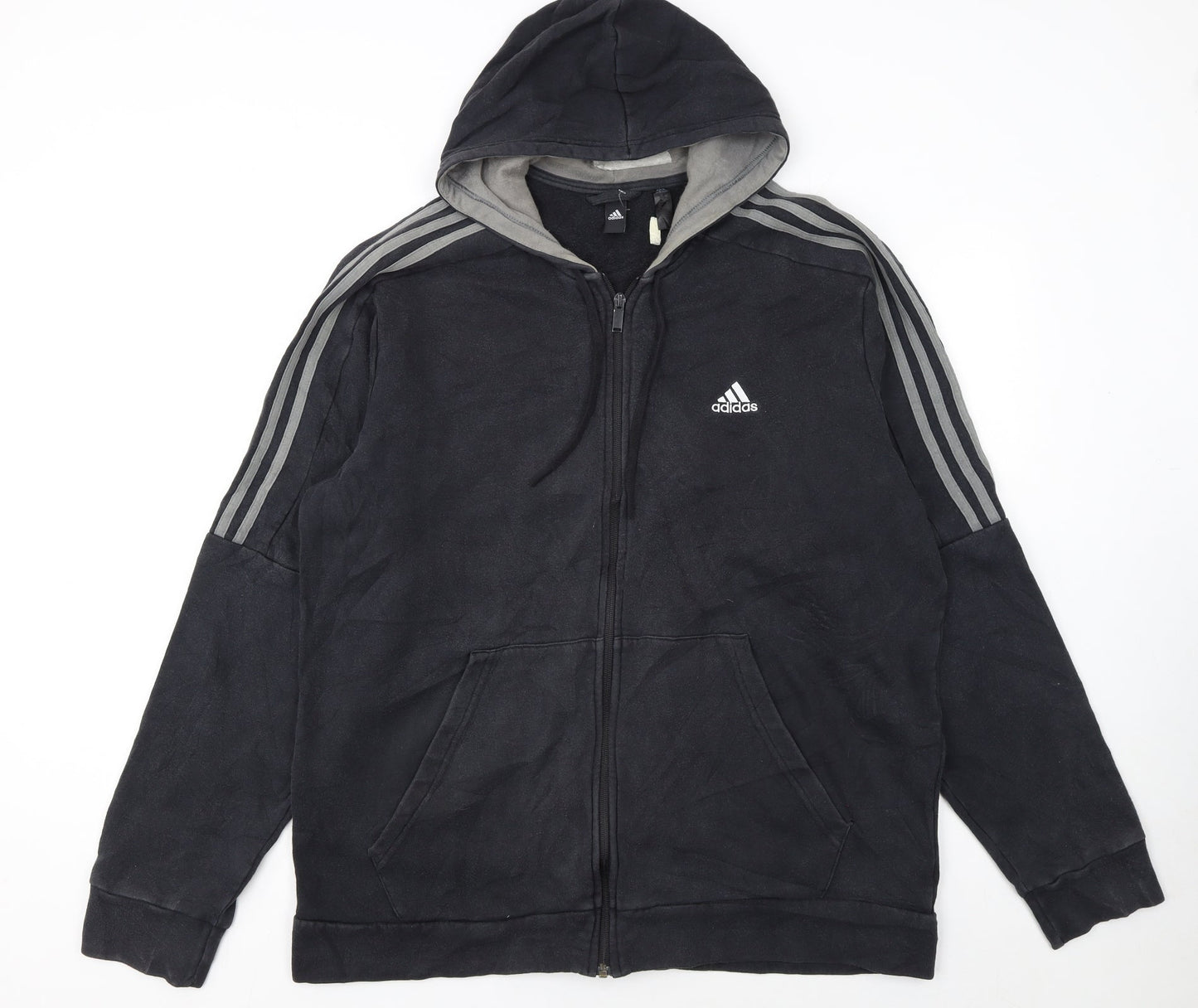 Adidas Mens Black XL Full Zip Fleece Hoodie