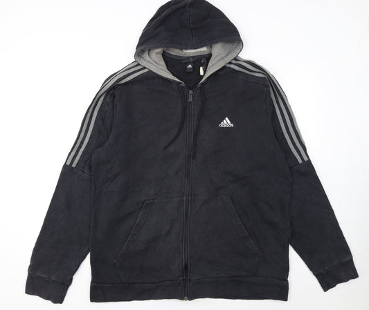 Adidas Mens Black XL Full Zip Fleece Hoodie