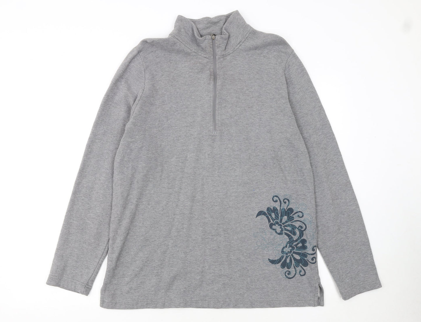 Eddie Bauer Womens Grey 1/4 Zip Cotton Pullover Sweatshirt L
