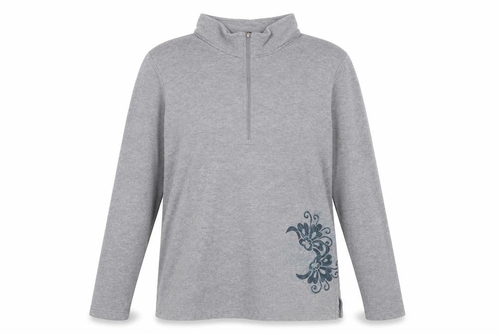 Eddie Bauer Womens Grey 1/4 Zip Cotton Pullover Sweatshirt L