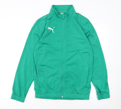 Additional front view of Puma boys’ green track jacket 14 years full zip lightweight sportswear