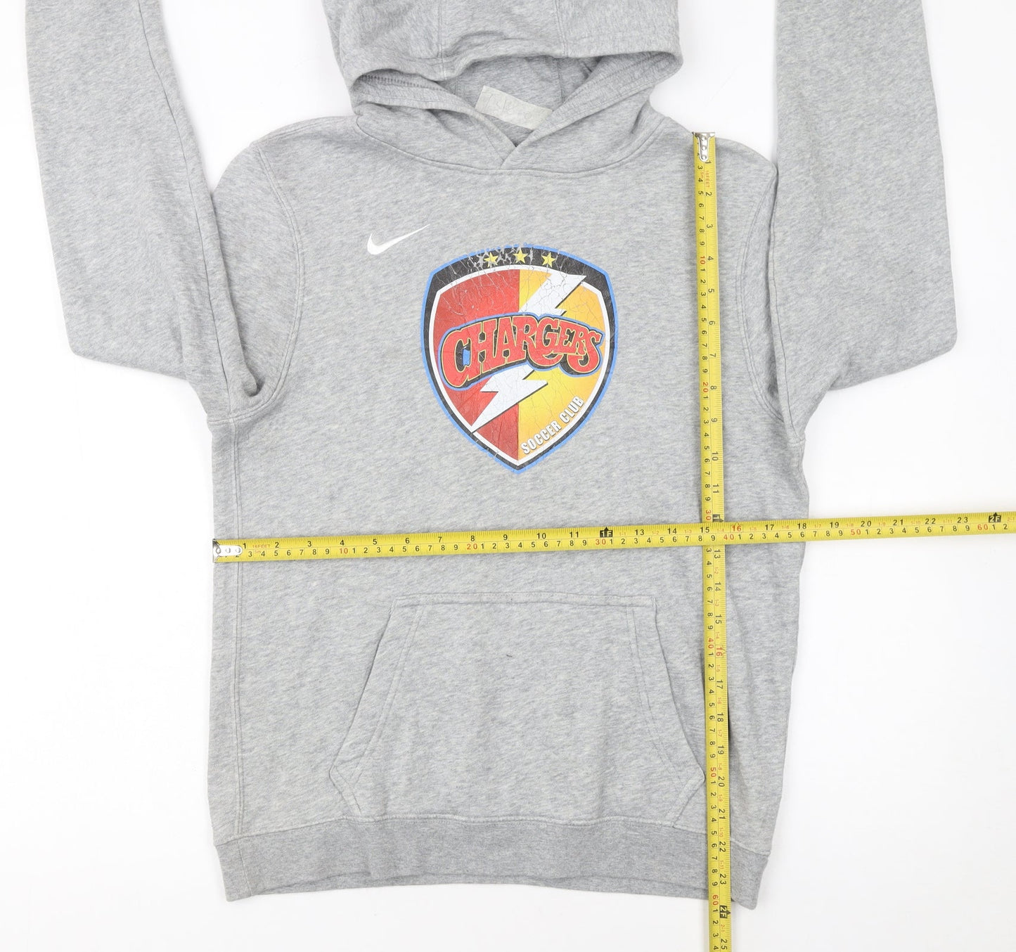 Nike Boys Grey Chargers Soccer Club Pullover Hoodie XL Fleece Sweatshirt
