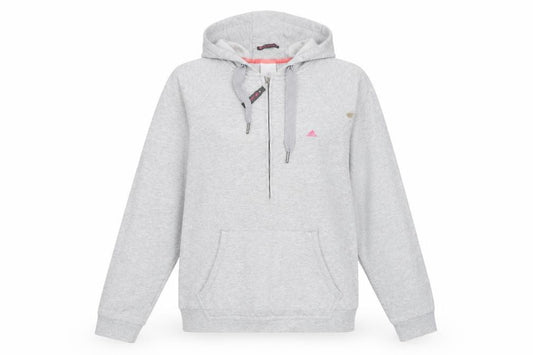 Adidas Women's Grey 1/4 Zip Hoodie Size 14 Cotton Blend
