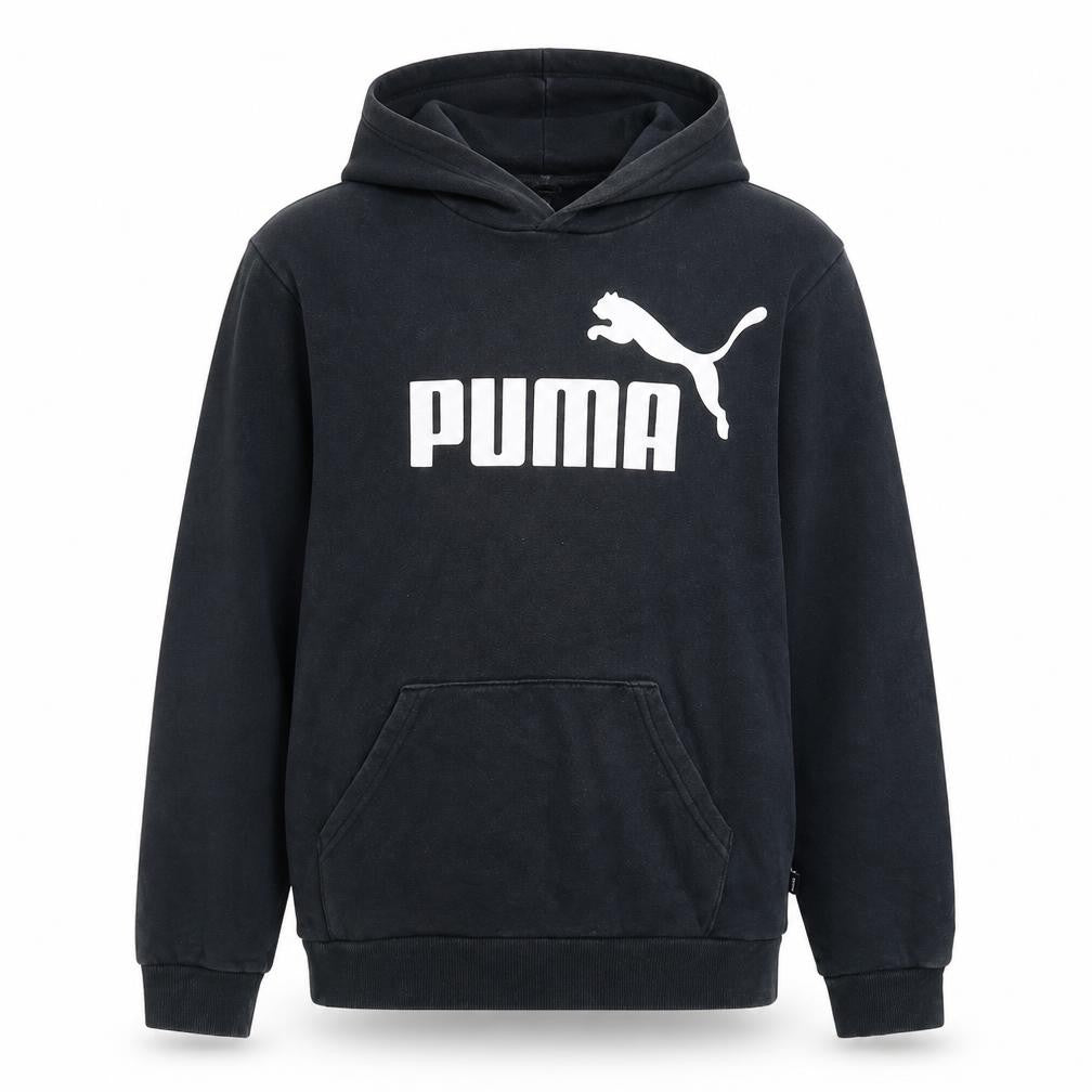 Puma Boys Black Hoodie 15-16 Years Pullover Fleece Logo Sweatshirt