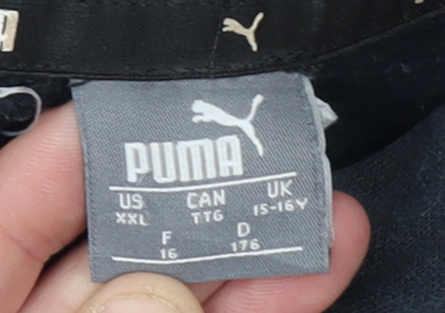 Puma Boys Black Hoodie 15-16 Years Pullover Fleece Logo Sweatshirt