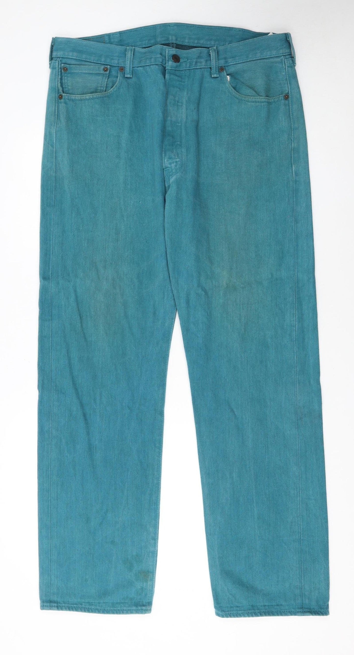 Levi's 501XX Men's Teal Blue Straight Denim Jeans W38 L34 Classic Fit