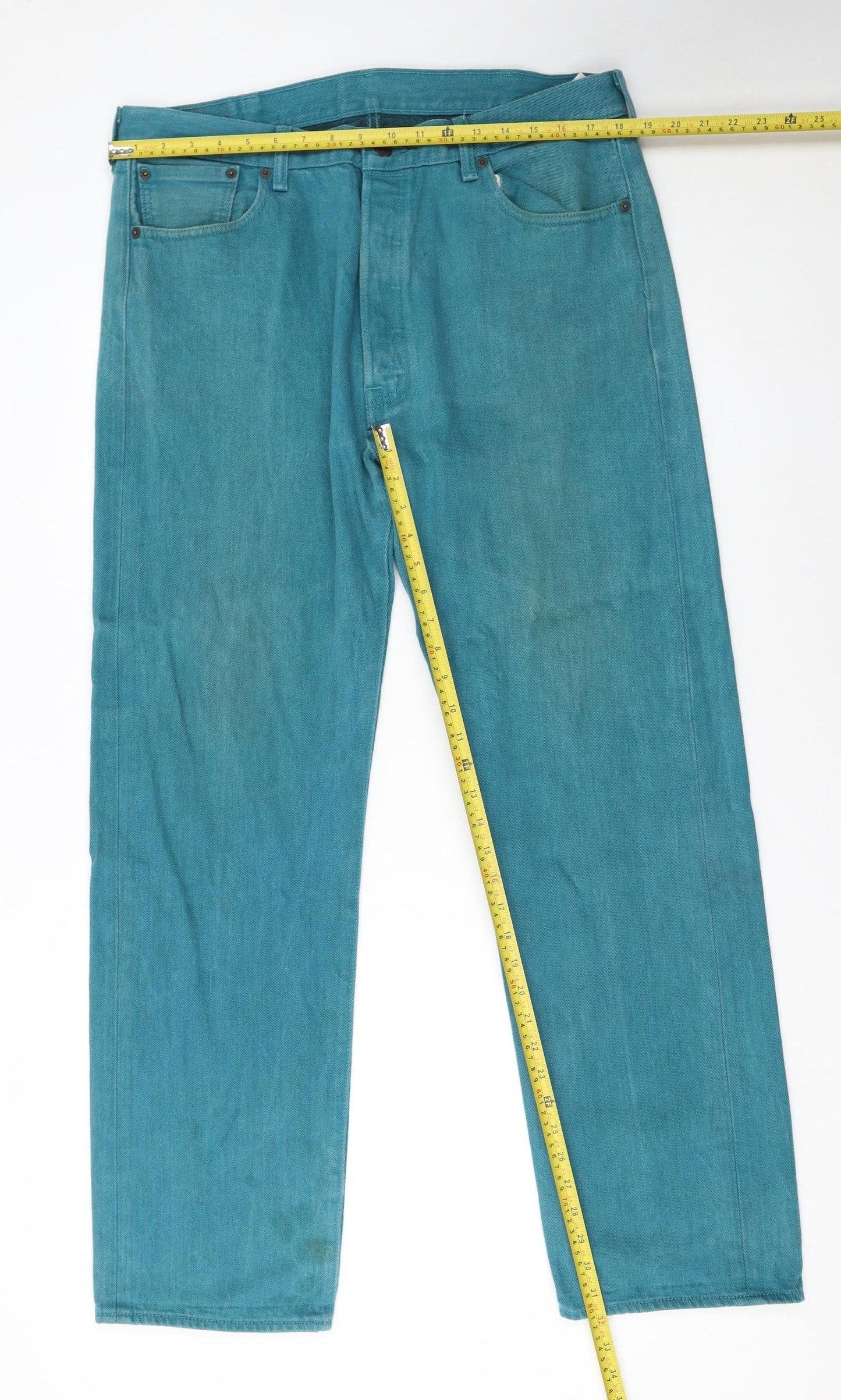 Levi's 501XX Men's Teal Blue Straight Denim Jeans W38 L34 Classic Fit