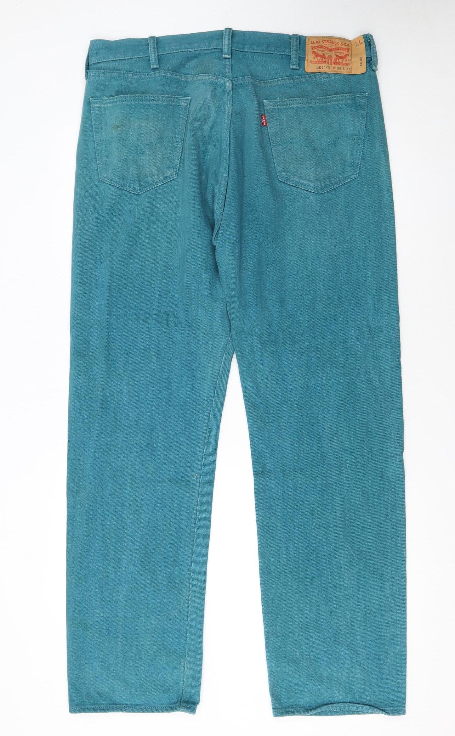 Levi's 501XX Men's Teal Blue Straight Denim Jeans W38 L34 Classic Fit
