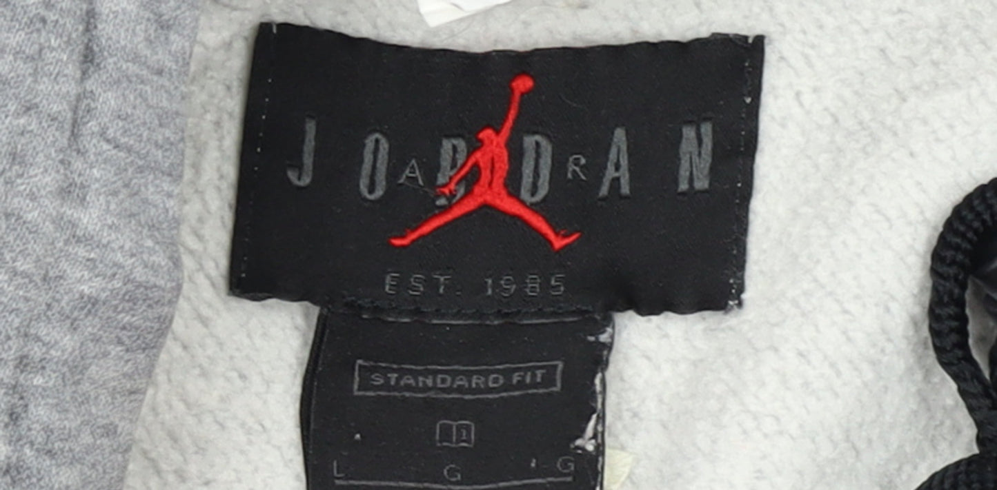 Jordan Women’s Grey Pullover Hoodie L Standard Fit Logo Detail