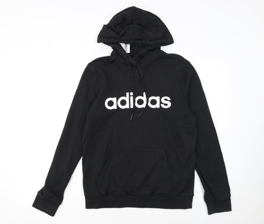 Adidas Women's Black Pullover Hoodie Small UK 8-10 Logo Front