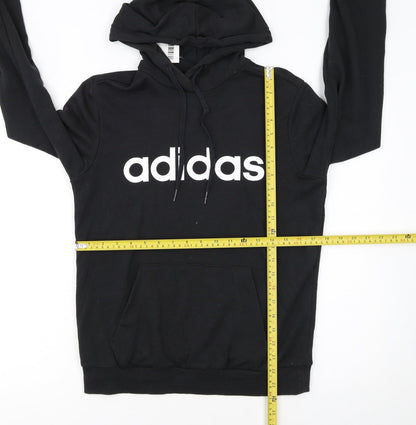 Back view of Adidas Women's Black Pullover Hoodie Small UK 8-10 Logo Front