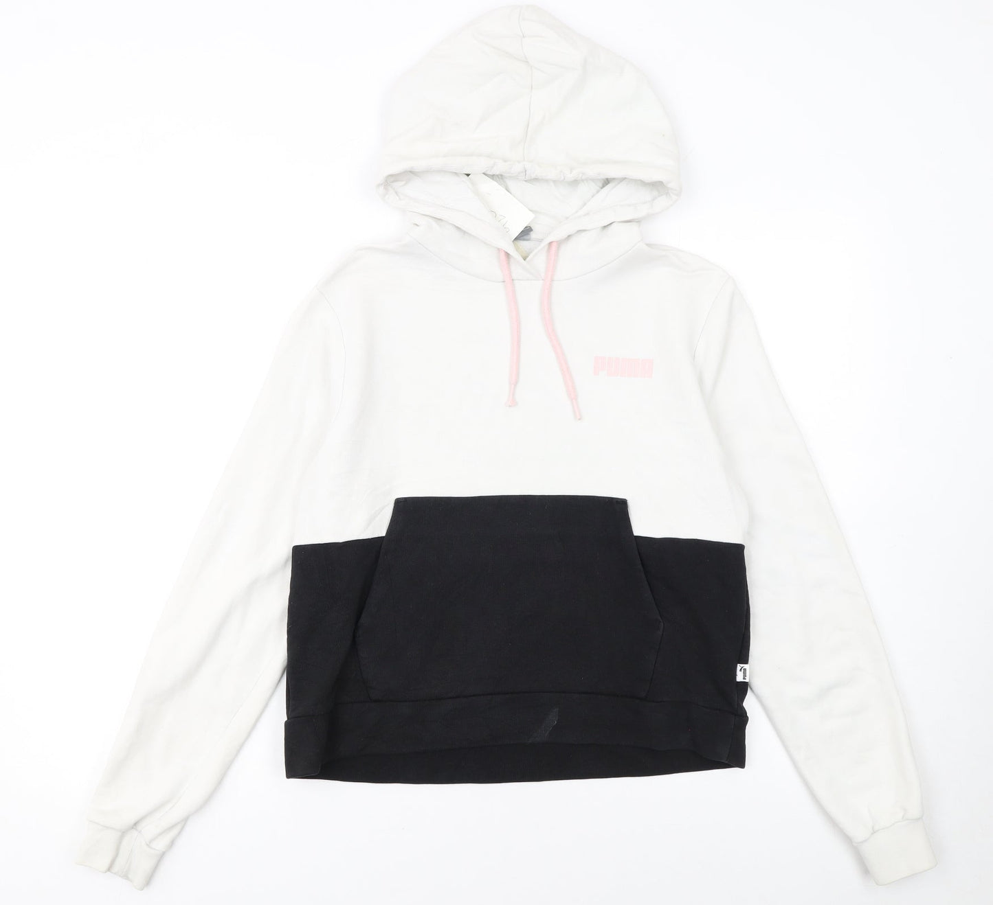 Puma Women’s White & Black Colourblock Hoodie Size S