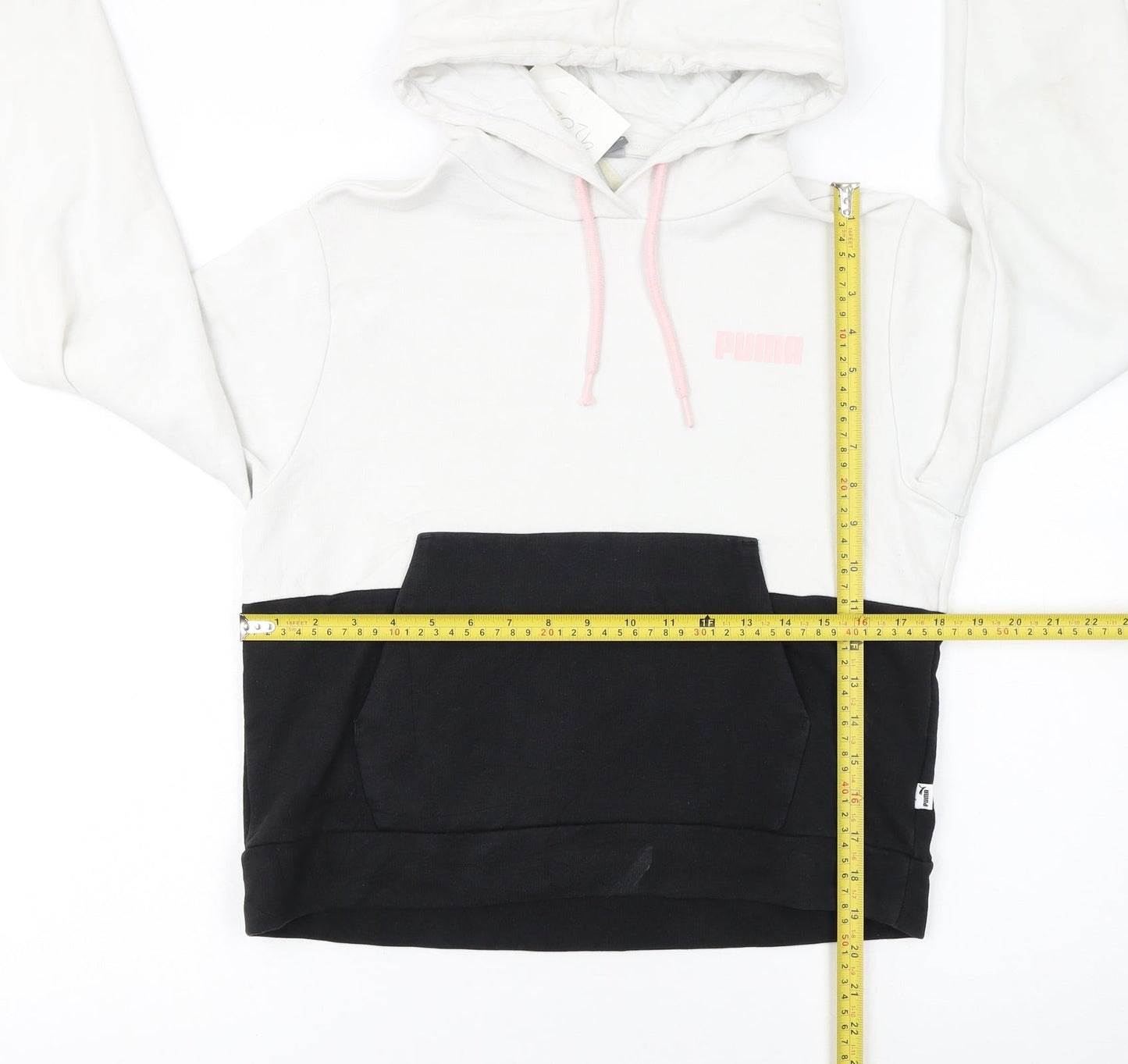 Puma Women’s White & Black Colourblock Hoodie Size S