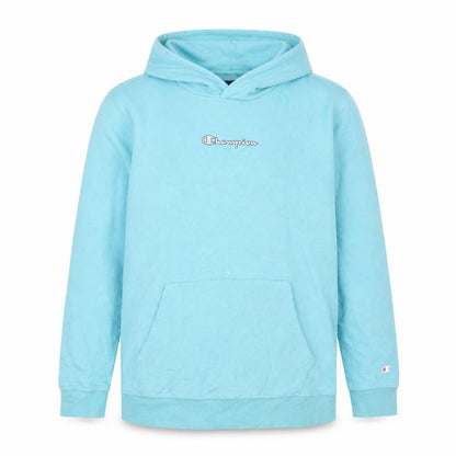 Front view of Champion girls’ blue pullover hoodie, size 13-14, years regular fit