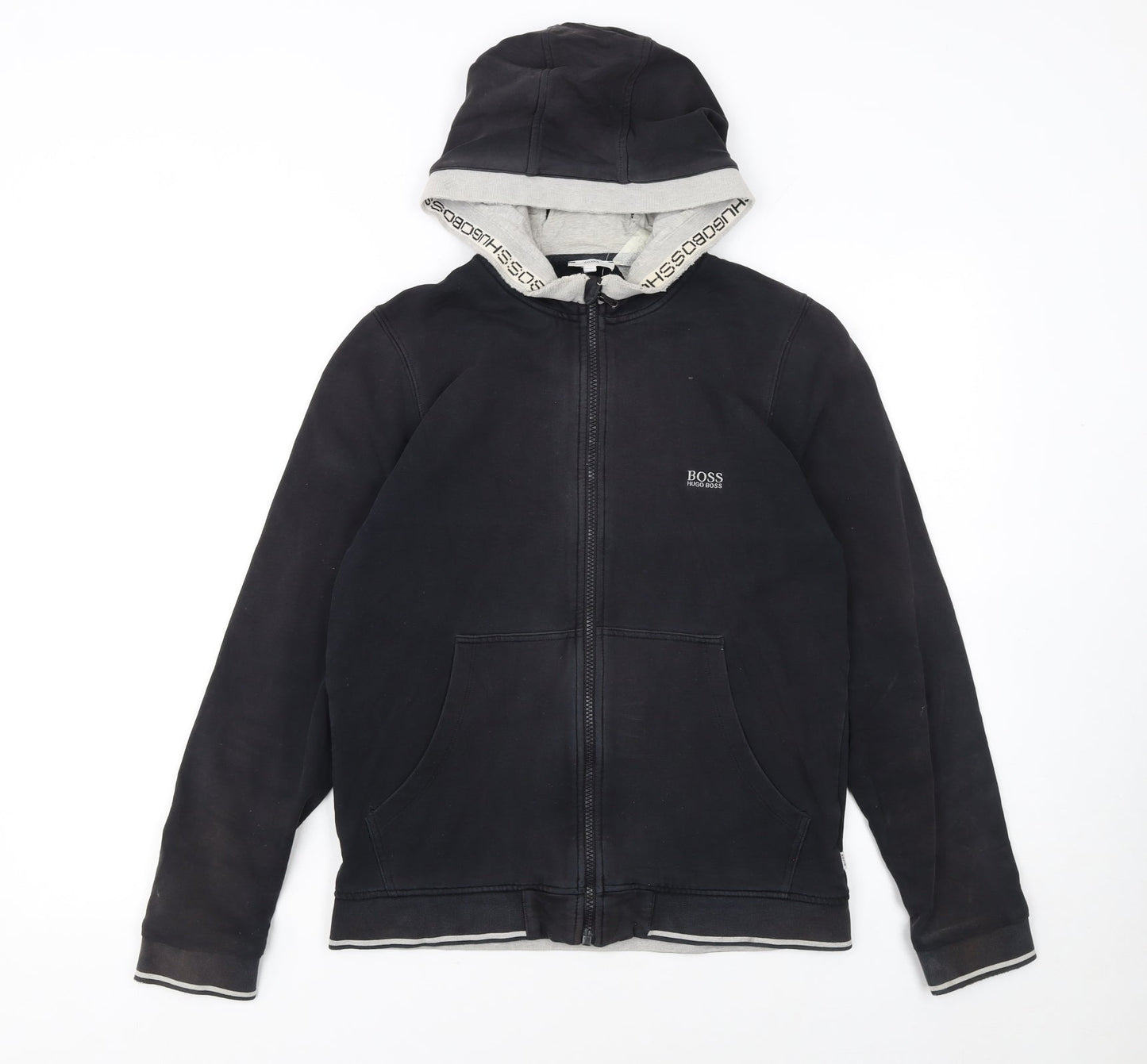 Hugo Boss Womens Black Full Zip Hoodie Size 14 Logo Hooded Sweatshirt