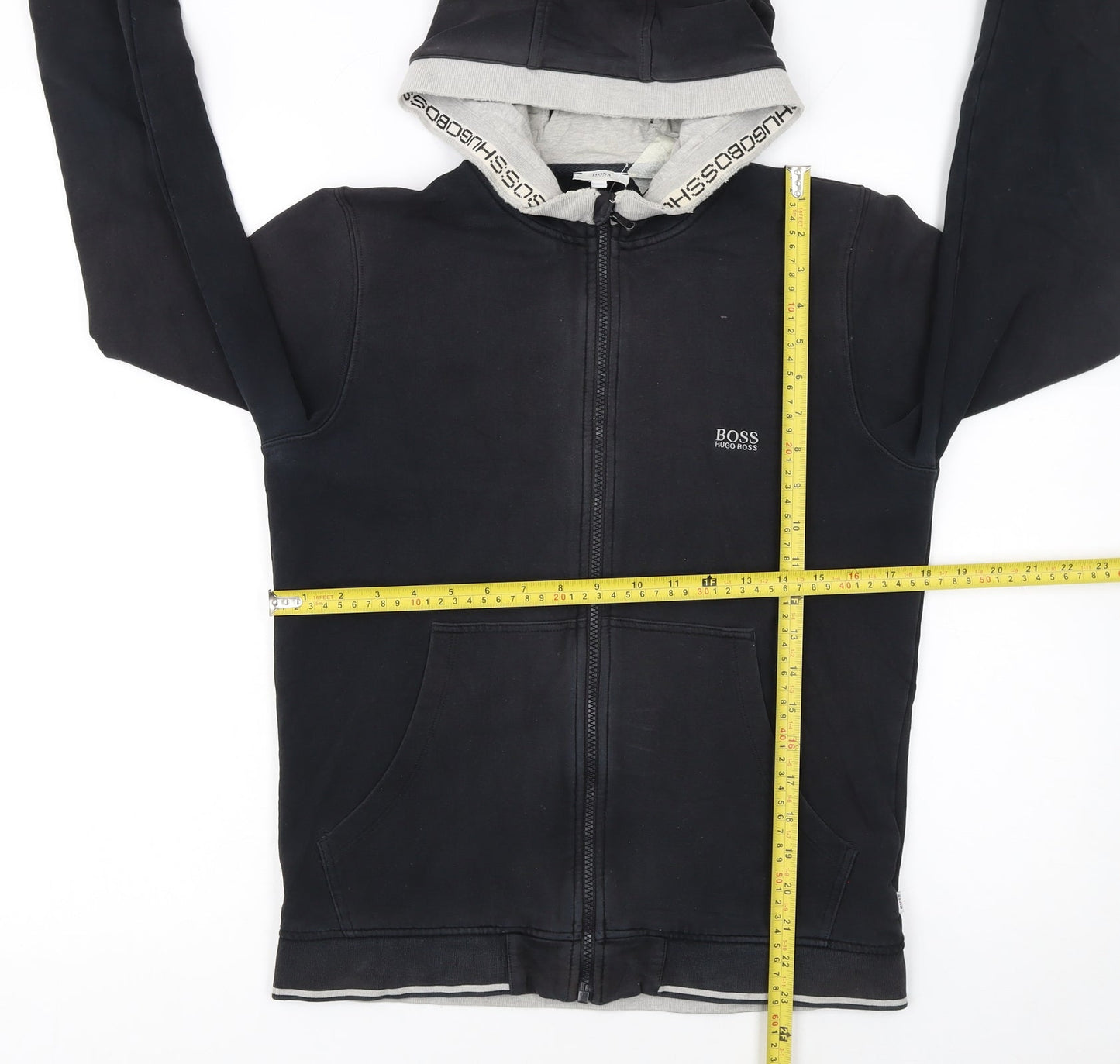 Hugo Boss Womens Black Full Zip Hoodie Size 14 Logo Hooded Sweatshirt