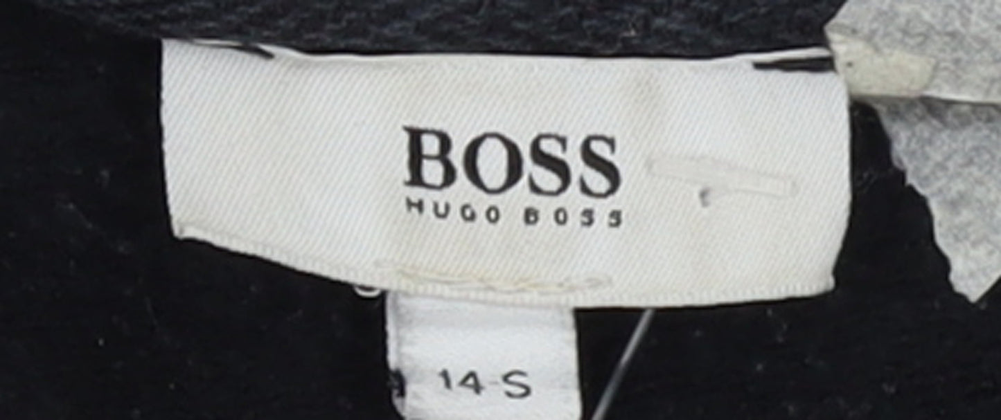 Hugo Boss Womens Black Full Zip Hoodie Size 14 Logo Hooded Sweatshirt