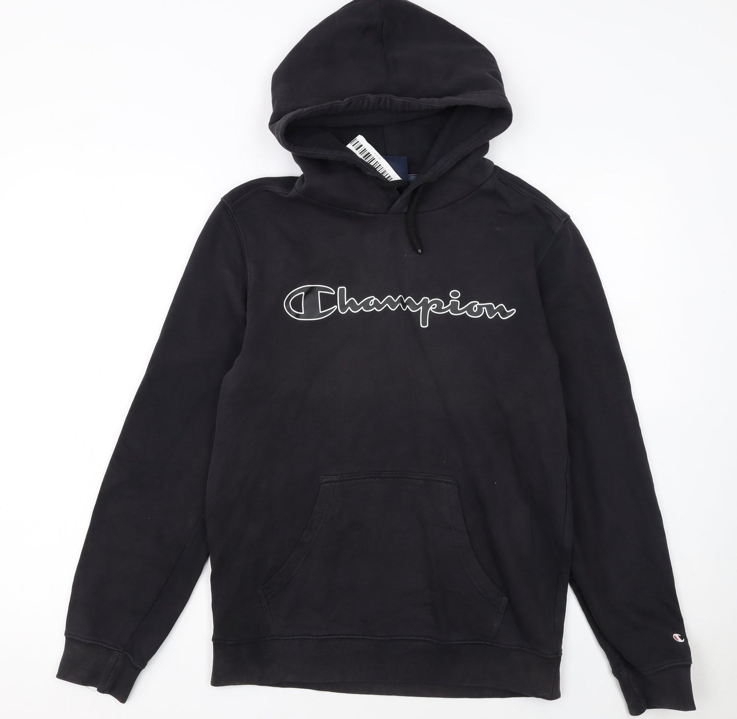 Champion Men's Black Pullover Hoodie Small Logo Fleece Sweatshirt