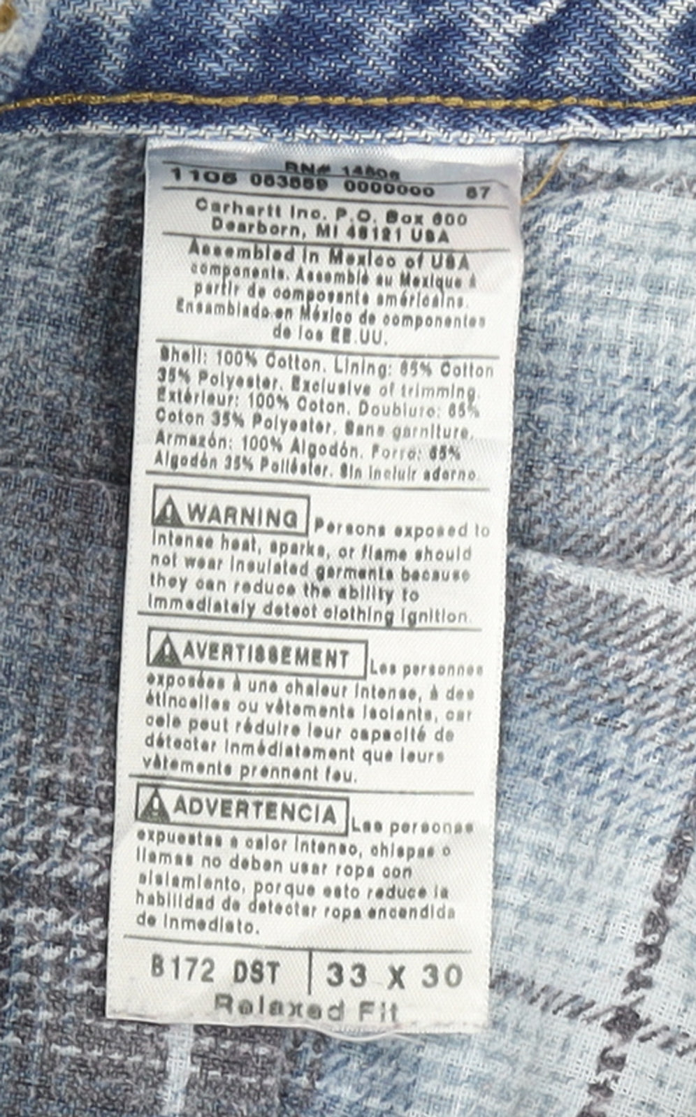 Carhartt Women Blue 16 Relaxed Fit Stone Wash Straight Jeans