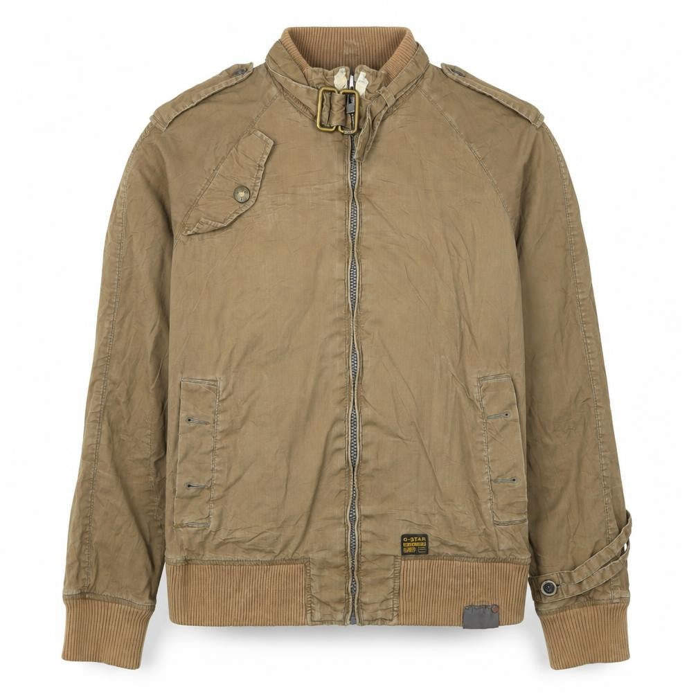 G-Star Men’s Beige Bomber Jacket XL Cotton Blend Casual Zip Up