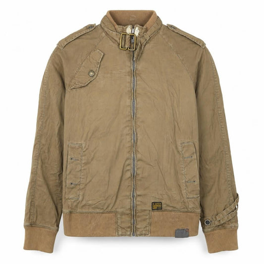 G-Star Men’s Beige Bomber Jacket XL Cotton Blend Casual Zip Up