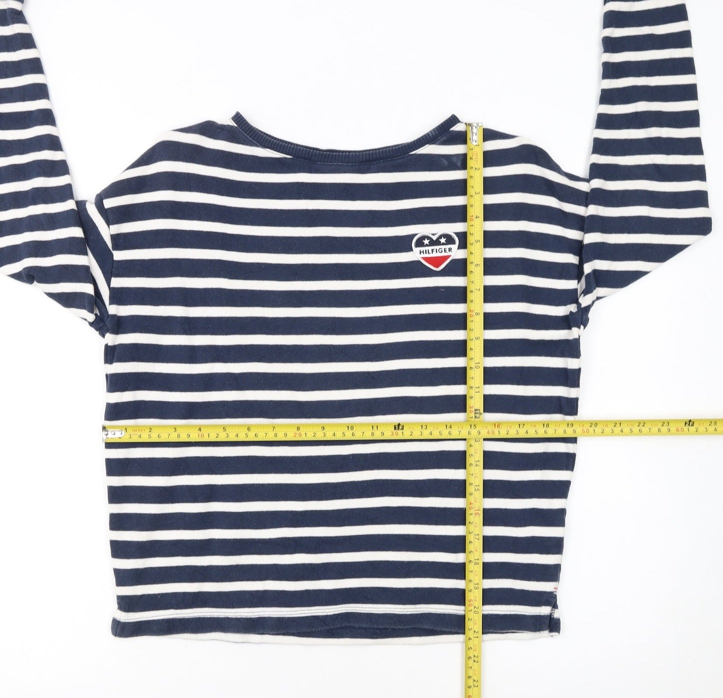 Tommy Hilfiger Girls Navy & White Striped Pullover Sweatshirt Size 152