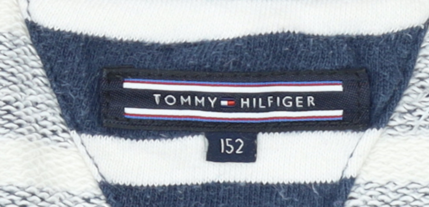 Tommy Hilfiger Girls Navy & White Striped Pullover Sweatshirt Size 152