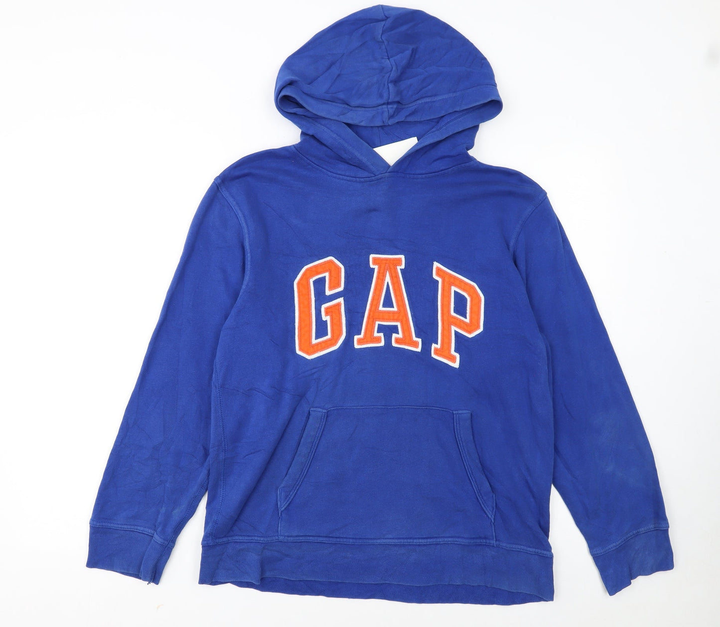 GAP Kids Boys Blue Pullover Hoodie Size 14-16 Cotton Blend Logo Sweatshirt