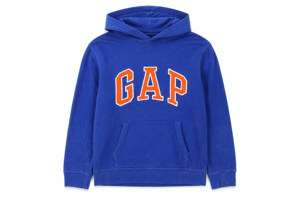 Gap Kids Boys Blue Pullover Hoodie Size 14-16 Cotton Blend Logo Sweatshirt