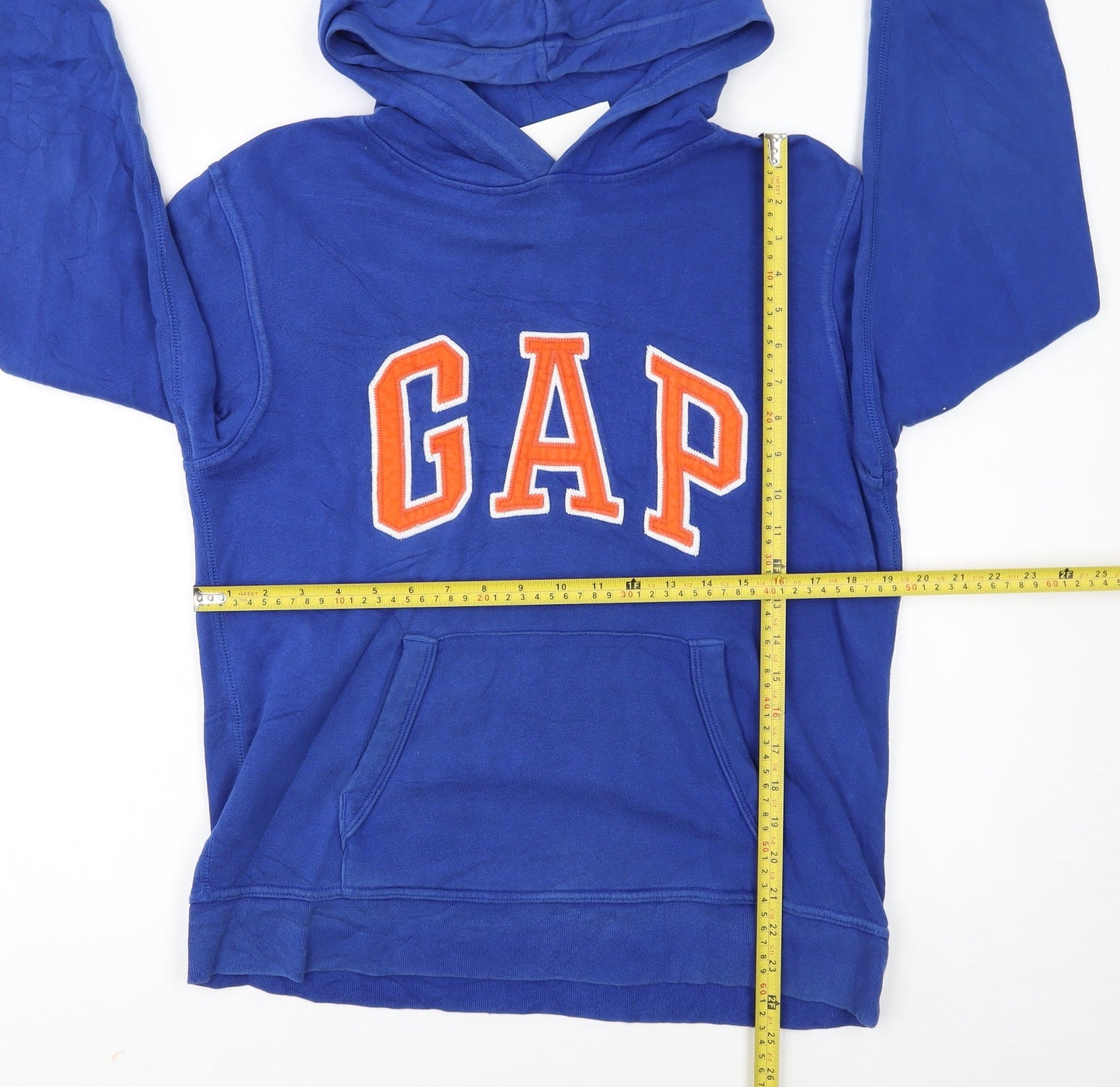 GAP Kids Boys Blue Pullover Hoodie Size 14-16 Cotton Blend Logo Sweatshirt