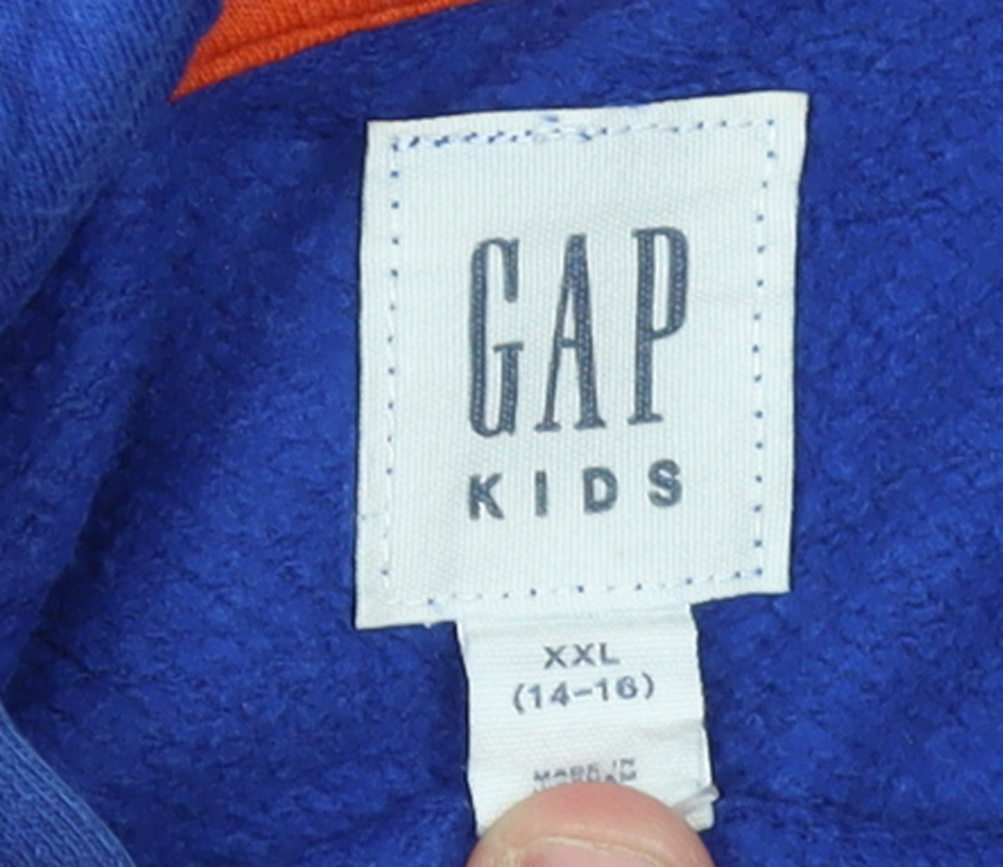 GAP Kids Boys Blue Pullover Hoodie Size 14-16 Cotton Blend Logo Sweatshirt