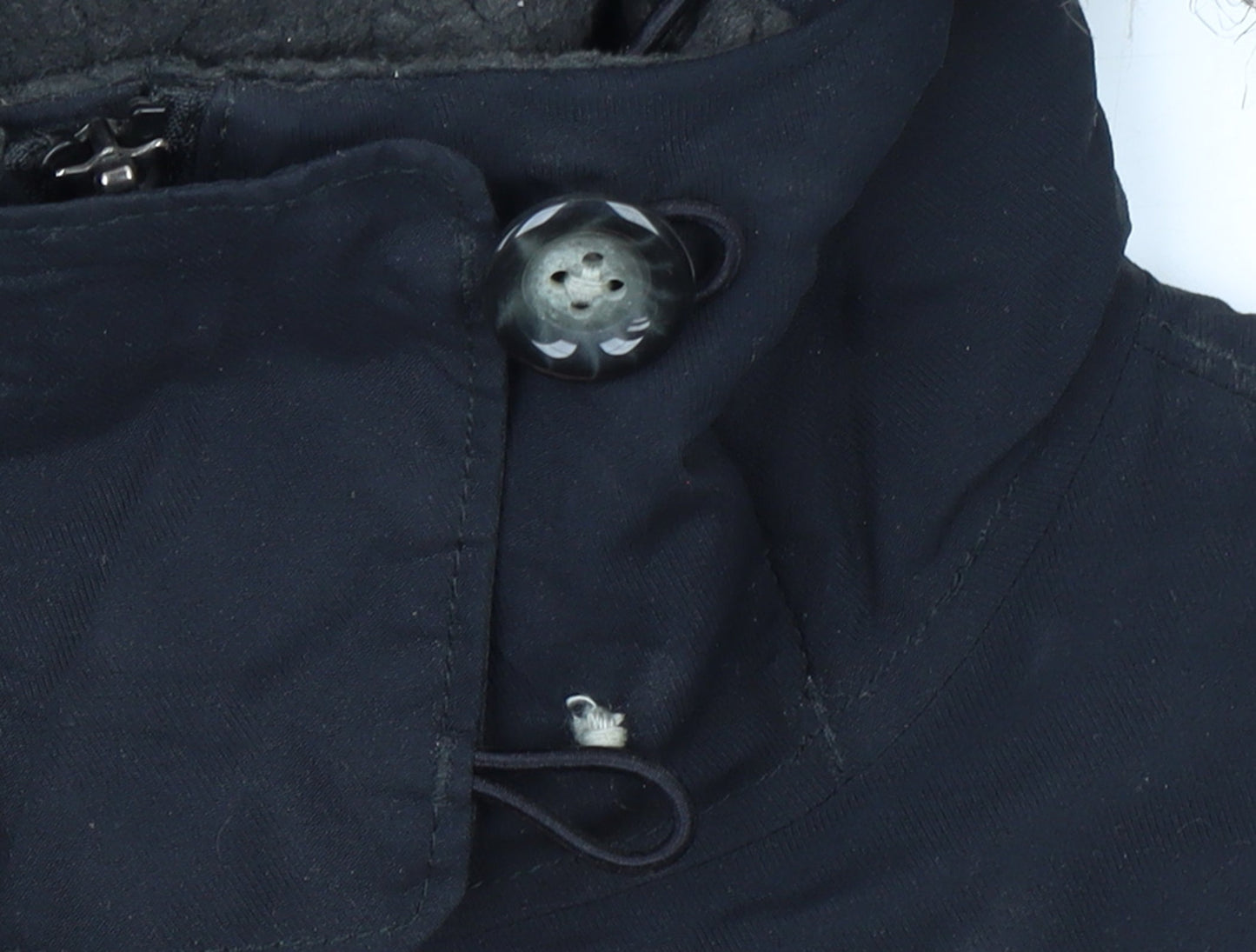 Columbia Womens Black Parka Jacket M Hooded Belted Winter Coat