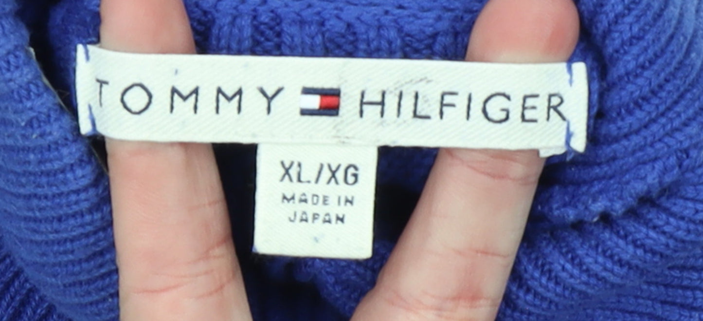 Tommy Hilfiger Women Blue Roll Neck Cotton Jumper XL