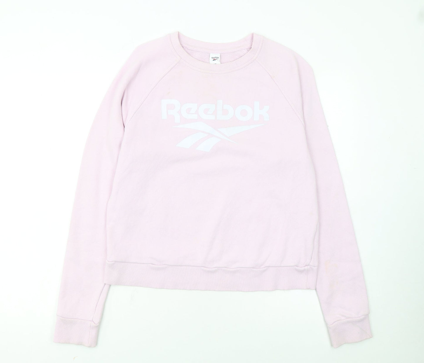 Reebok Womens Pink Crew Neck Pullover Sweatshirt Size M Casual Logo