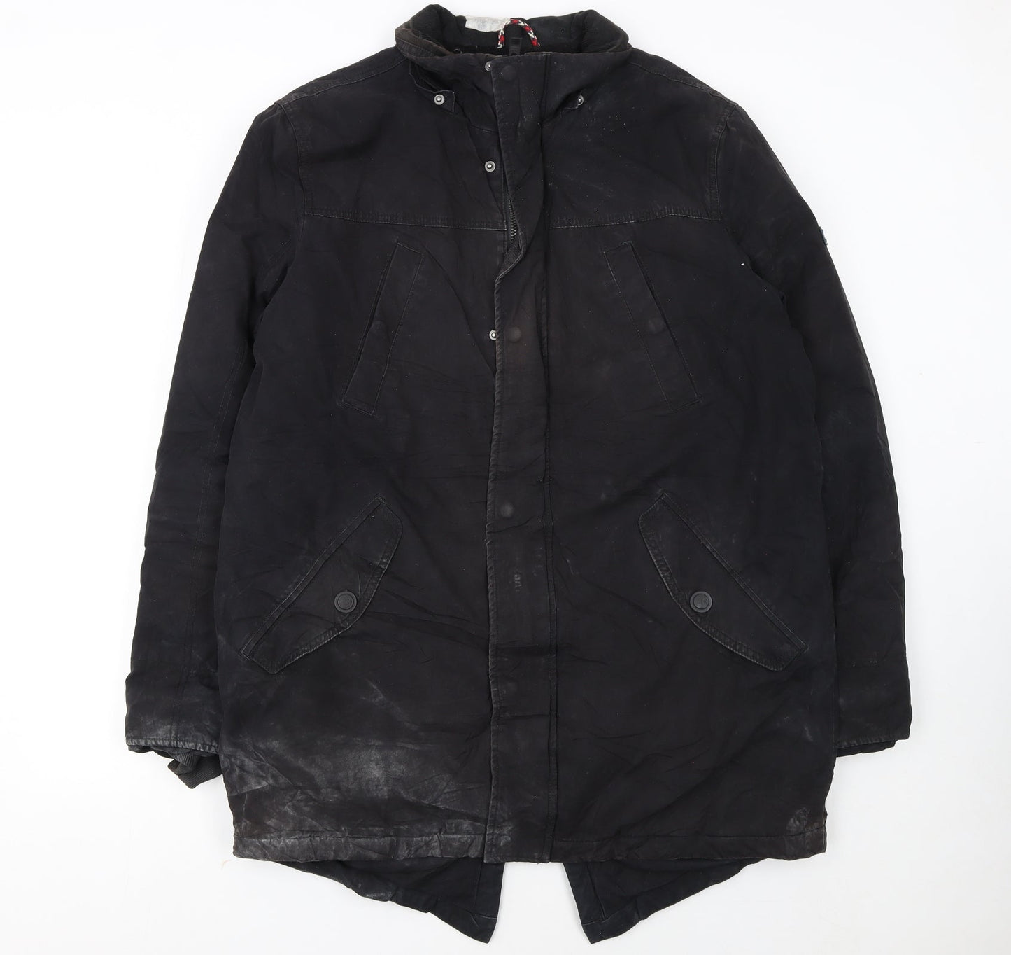 Tommy Hilfiger Men's Black Cotton Parka Coat Lined Size L