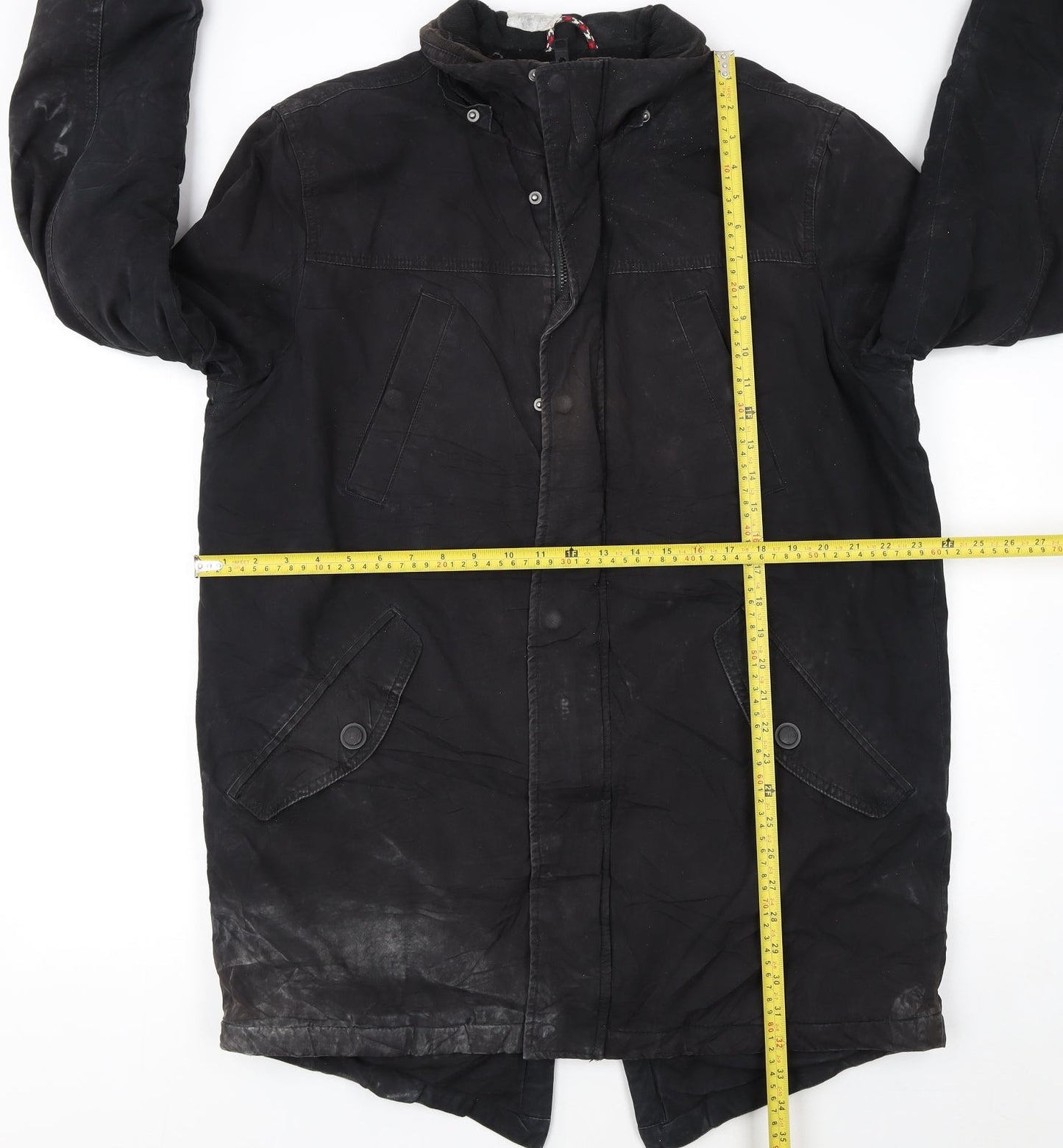 Tommy Hilfiger Men's Black Cotton Parka Coat Lined Size L