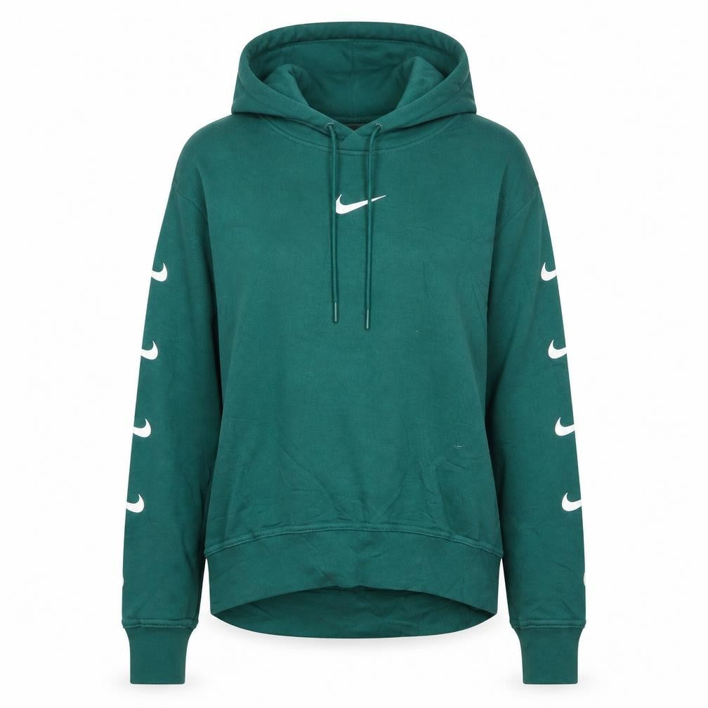 Nike Women's Green Pullover Hoodie Small Logo Print Long Sleeve