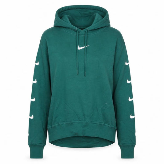 Nike Women's Green Pullover Hoodie Small Logo Print Long Sleeve