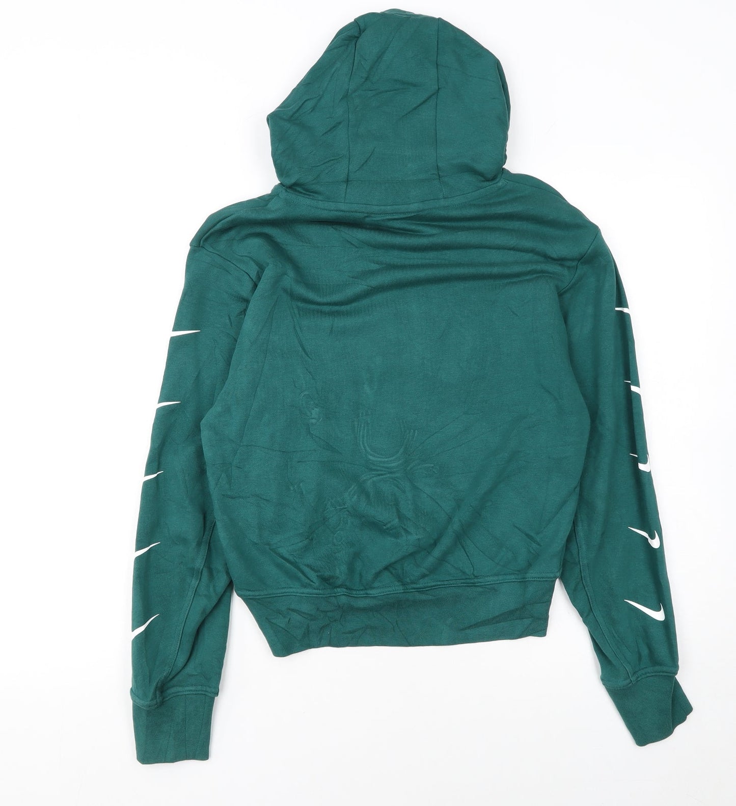 Nike Women's Green Pullover Hoodie Small Logo Print Long Sleeve