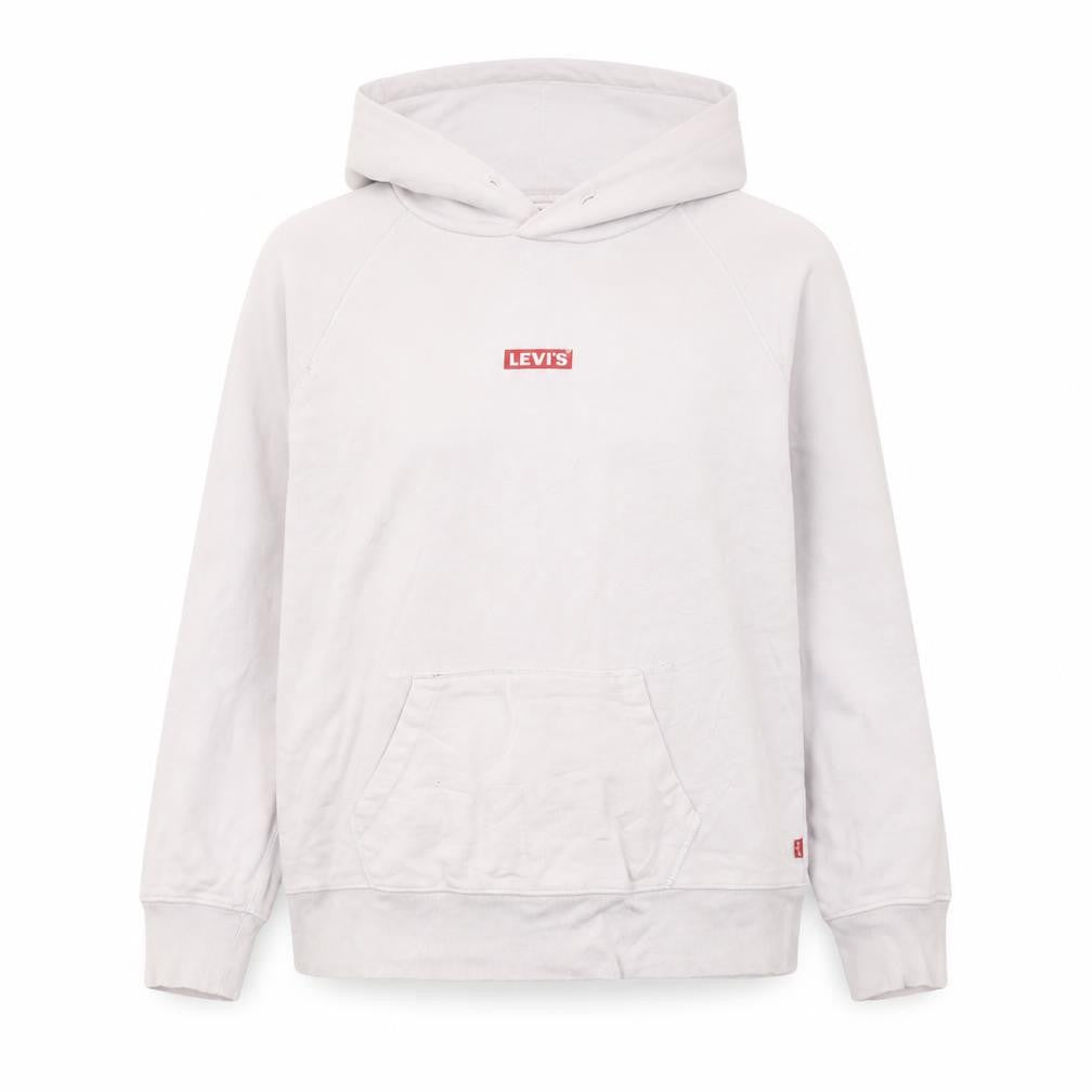 Levi's Women Beige Small Pullover Hoodie Logo Cotton Casual