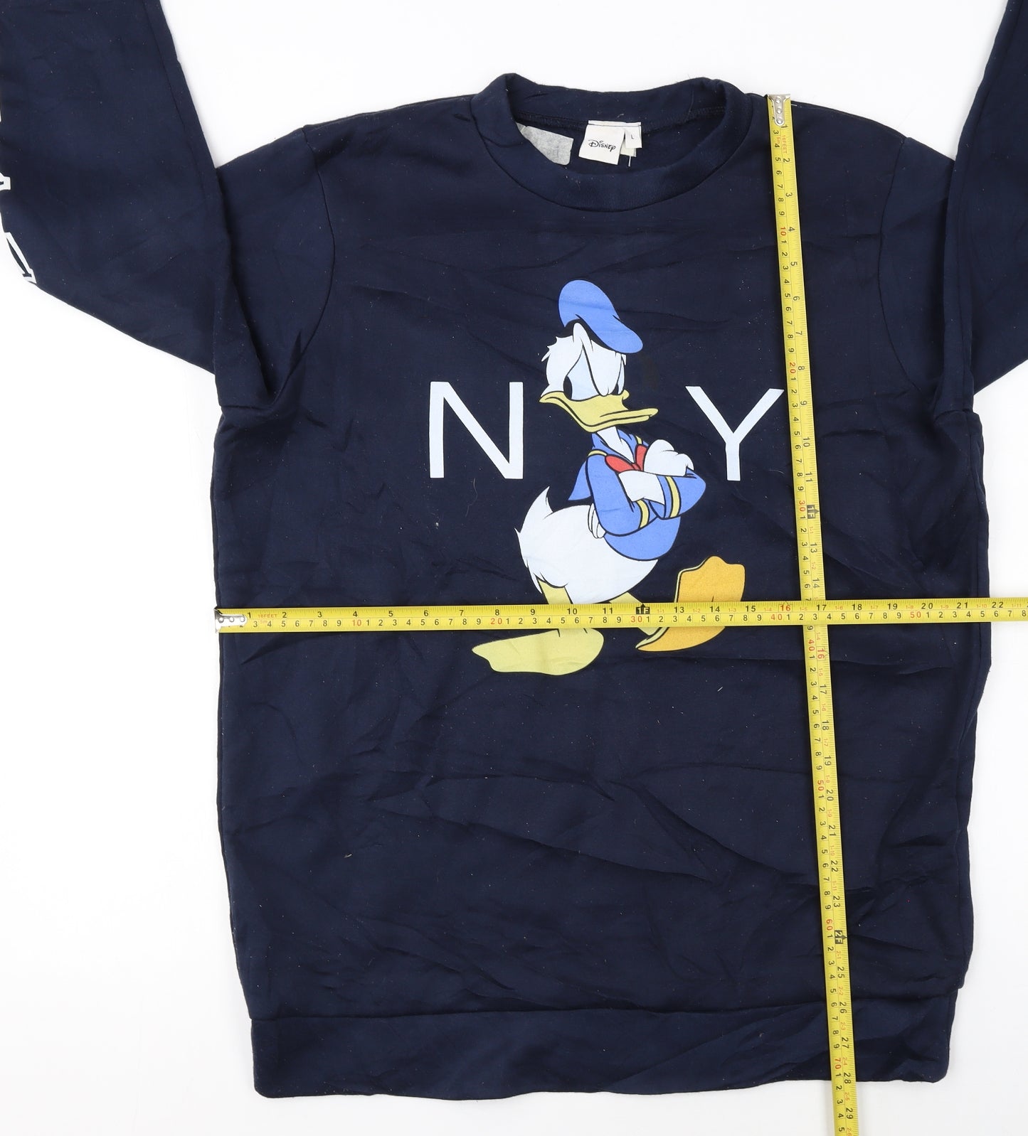 Disney Women Navy Donald Duck New York Pullover Sweatshirt L