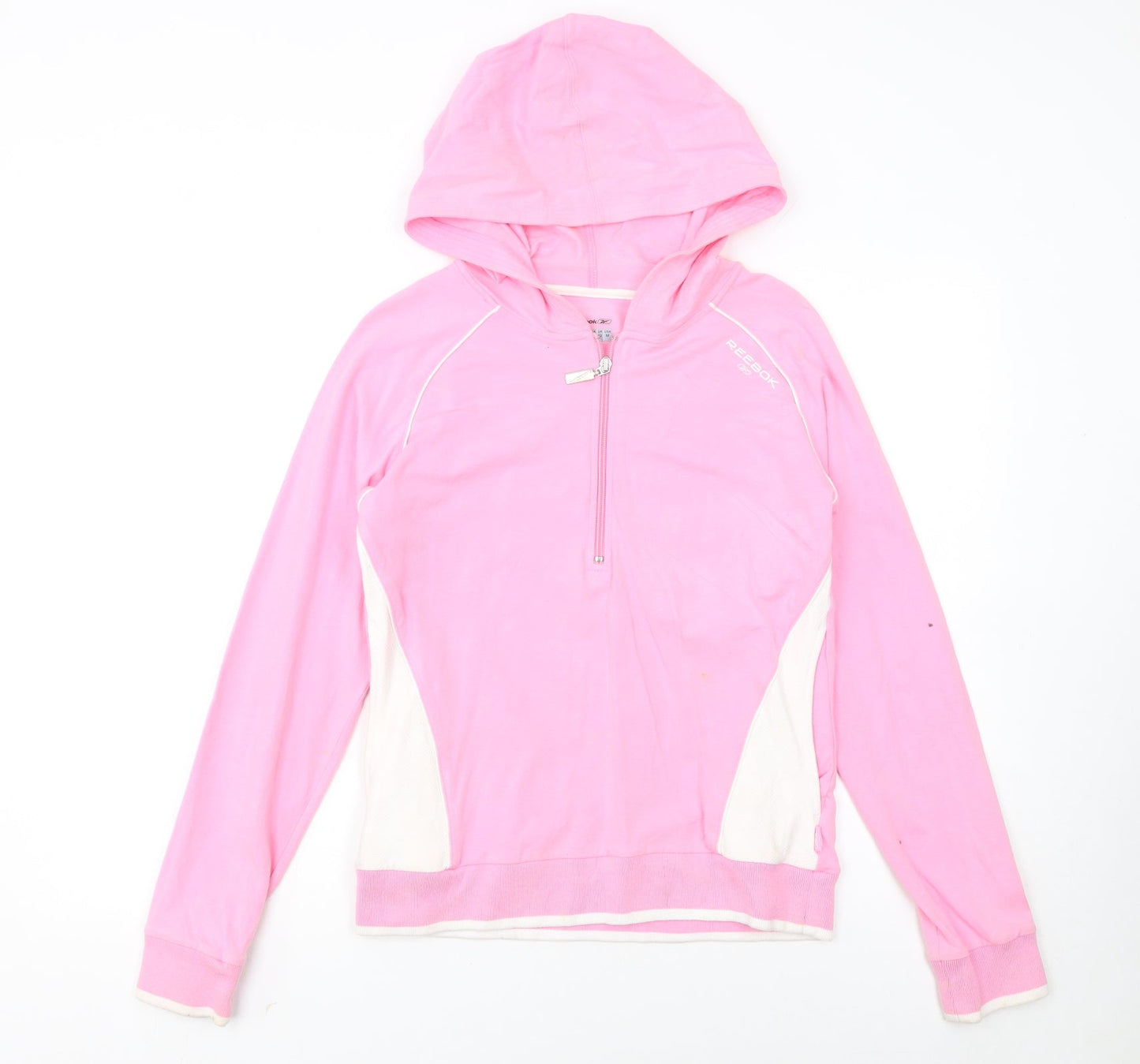 Reebok Womens Pink 1/2 Zip Hooded Sweatshirt Size 12
