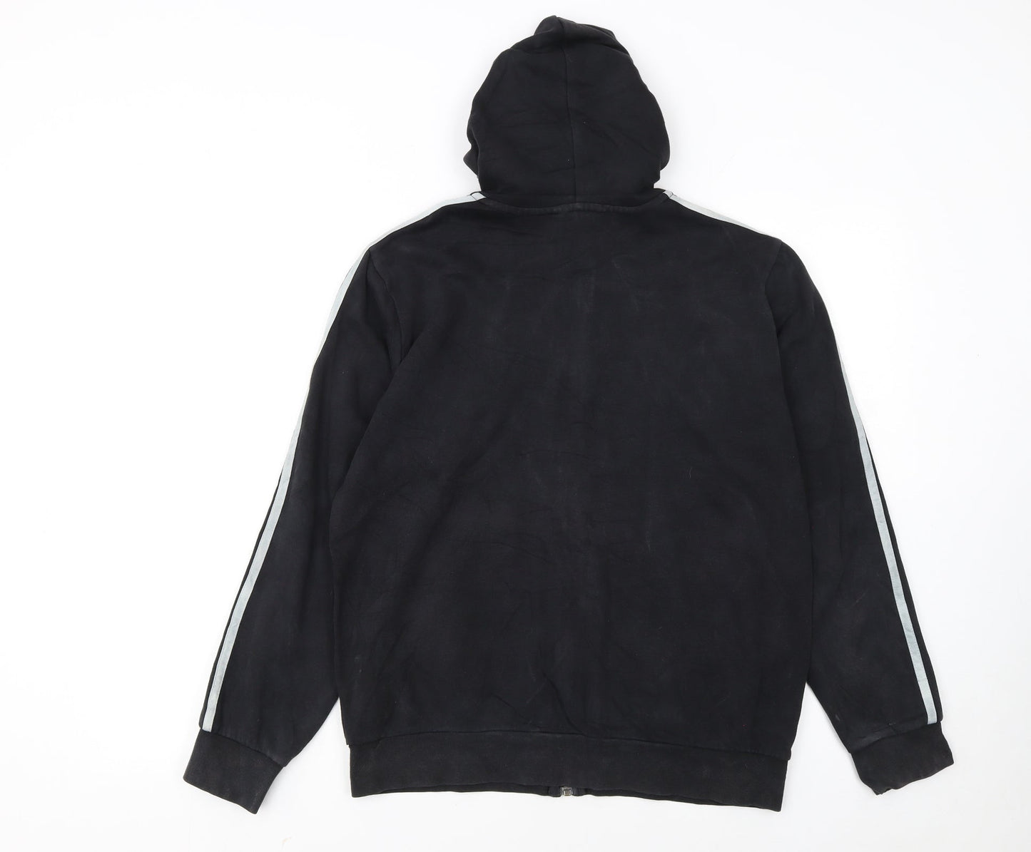 Adidas Boys Black Full Zip Hoodie 13-14 Years Regular Fit Cotton Blend